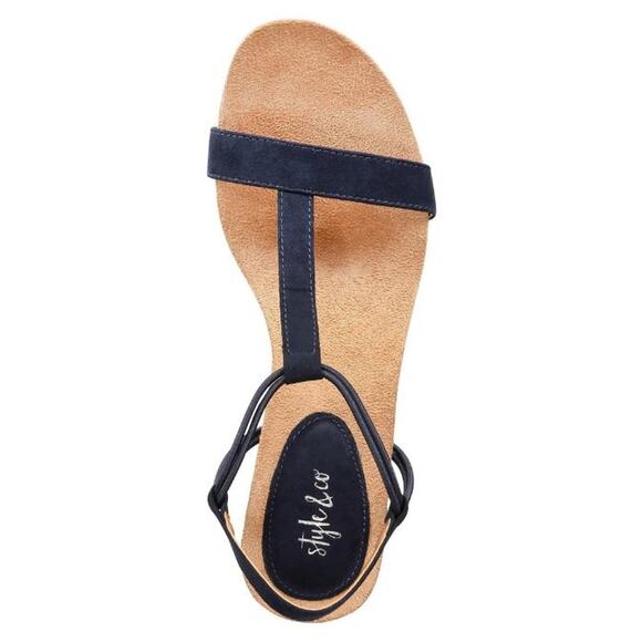 Women's mulan wedge sandals for Macy's size 10M Navy suede worn once - Picture 2 of 5